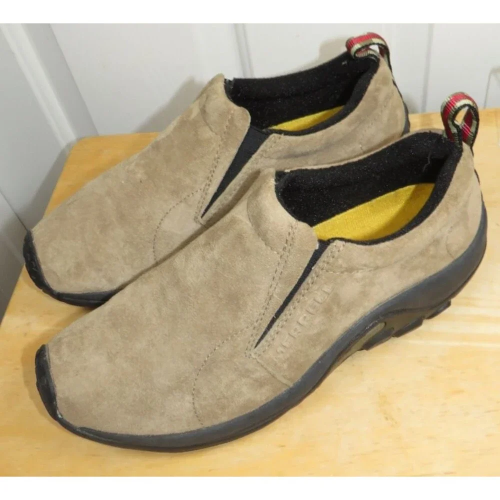 MERRELL Jungle Moc Classic Taupe Suede Leather Slip On Casual Shoes Women Sz 9